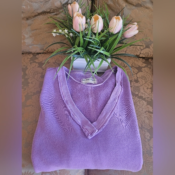 NWOT We The Free Venice V-Neck Sweatshirt In Lavender - Picture 12 of 12